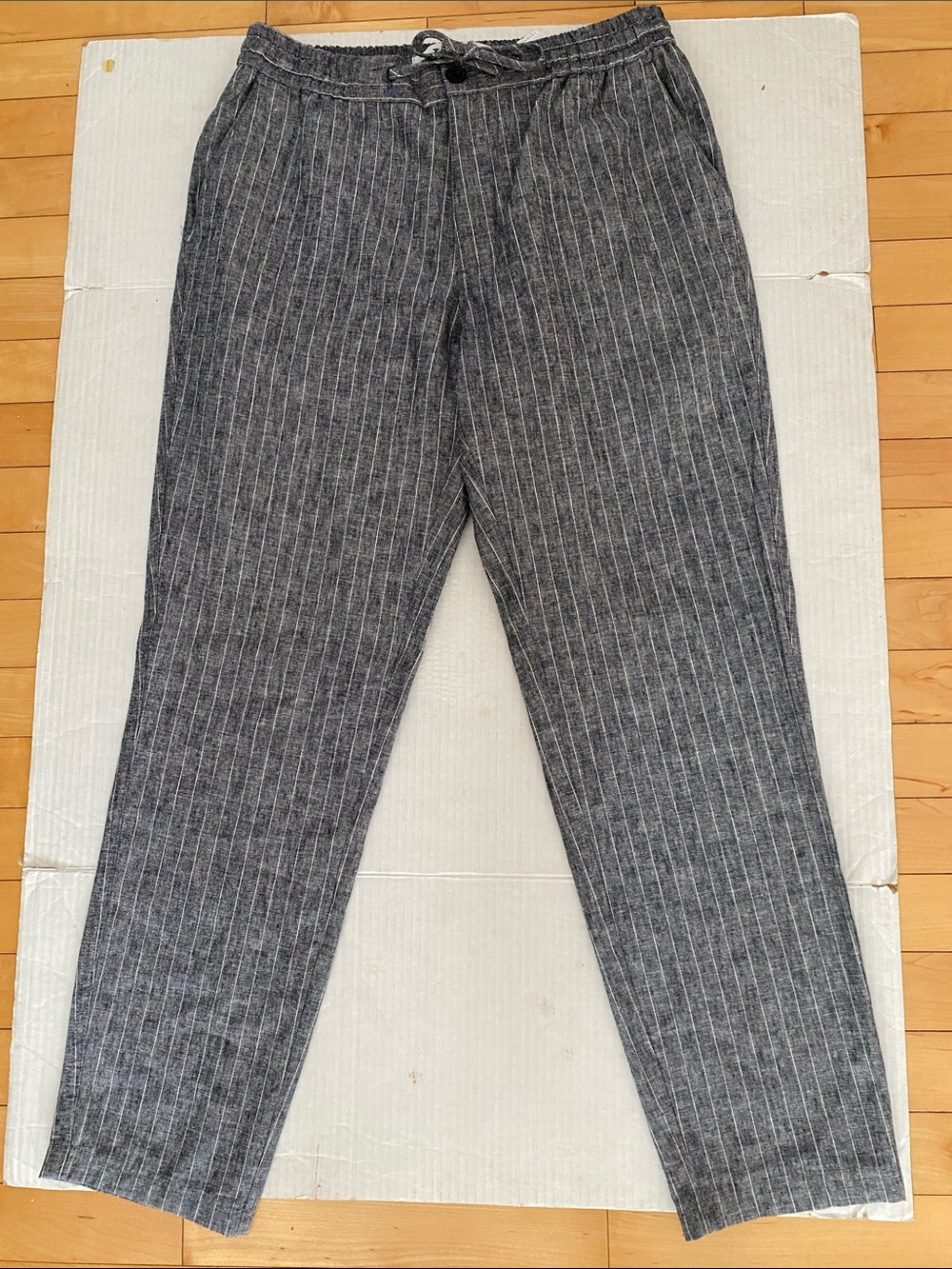 Topman Linen/Cotton Charcoal Pinstripe Drawstring Pants/Joggers Size W32 L33